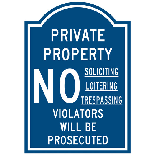Blue Engraved PRIVATE PROPERTY Sign EGRE-13357_White_on_Blue
