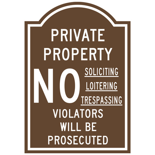 Brown Engraved PRIVATE PROPERTY Sign EGRE-13357_White_on_Brown