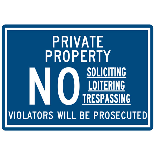 Blue Engraved PRIVATE PROPERTY Sign EGRE-13358_White_on_Blue