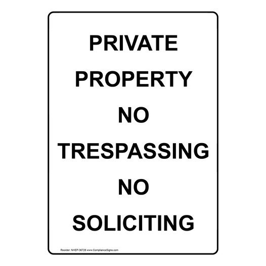 Portrait Private Property No Trespassing No Sign NHEP-36728