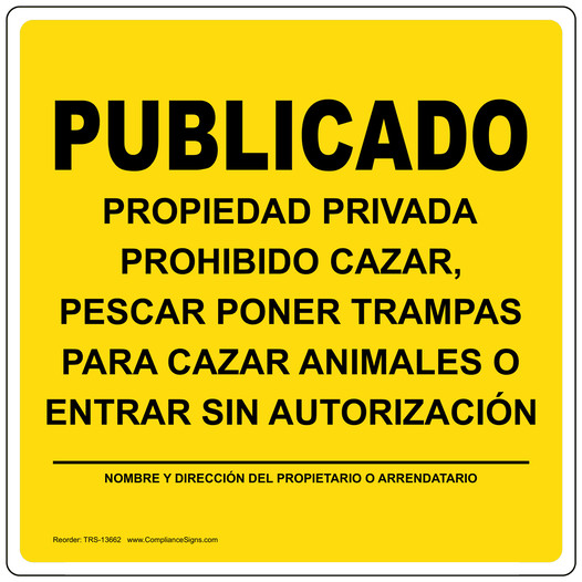Posted Private Property Spanish Sign TRS-13662
