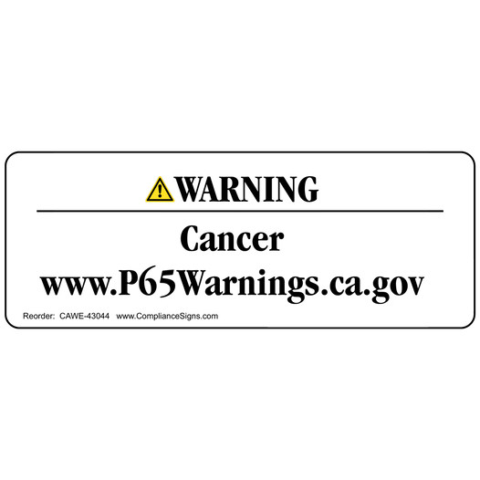 CA Prop 65 Cancer Warning Product Label CAWE-43044