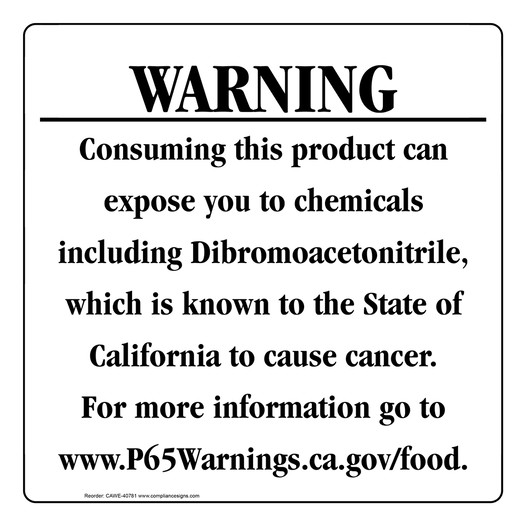 California Prop 65 Food Warning Sign CAWE-40781