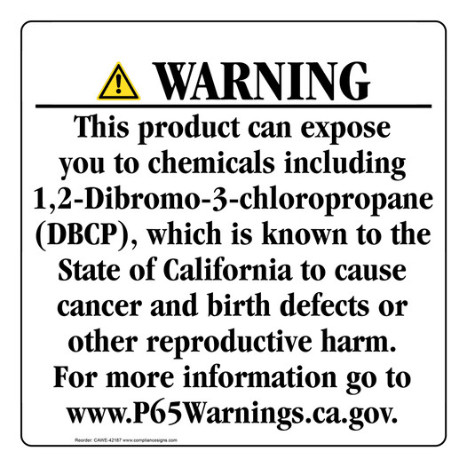 California Prop 65 Consumer Product Warning Sign CAWE-42187