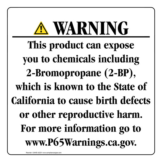 California Prop 65 Consumer Product Warning Sign CAWE-42231