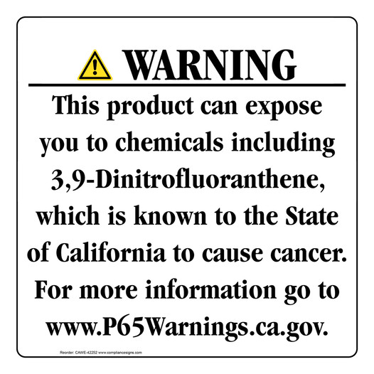 California Prop 65 Consumer Product Warning Sign CAWE-42252