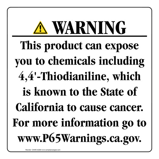 California Prop 65 Consumer Product Warning Sign CAWE-42264