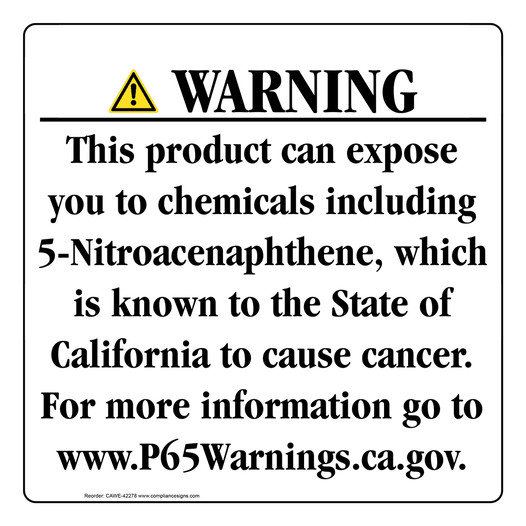 California Prop 65 Consumer Product Warning Sign CAWE-42278