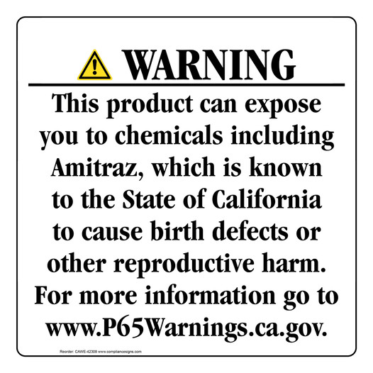 California Prop 65 Consumer Product Warning Sign CAWE-42308