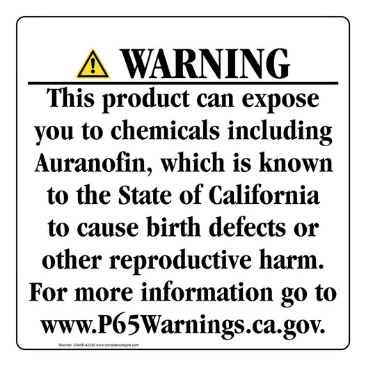 California Prop 65 Consumer Product Warning Sign CAWE-42330