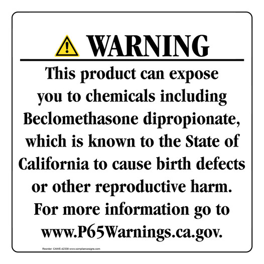 California Prop 65 Consumer Product Warning Sign CAWE-42338