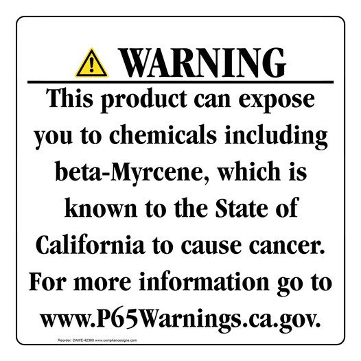 California Prop 65 Consumer Product Warning Sign CAWE-42360