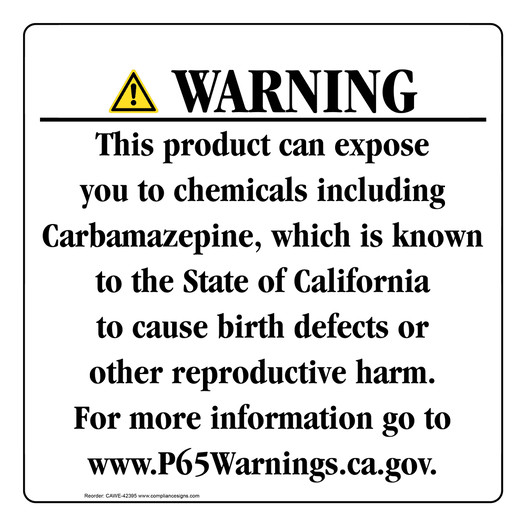 California Prop 65 Consumer Product Warning Sign CAWE-42395