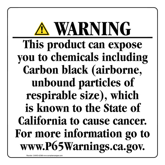 California Prop 65 Consumer Product Warning Sign CAWE-42398