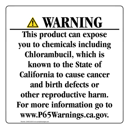 California Prop 65 Consumer Product Warning Sign CAWE-42410