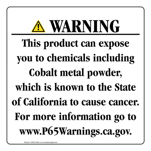 California Prop 65 Consumer Product Warning Sign CAWE-42443