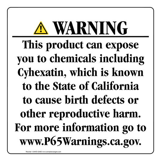 California Prop 65 Consumer Product Warning Sign CAWE-42462