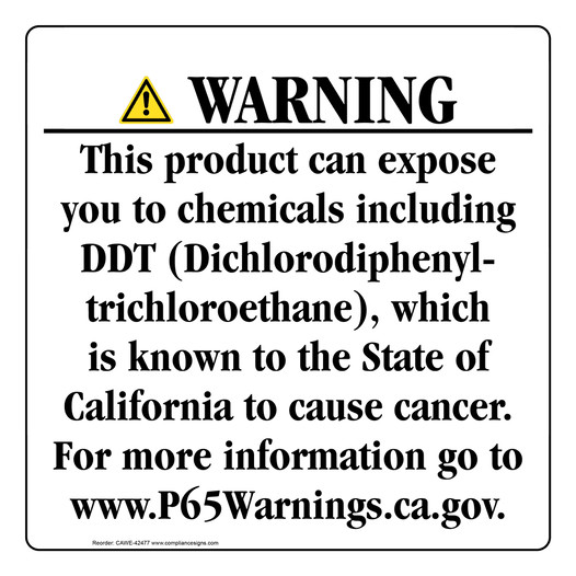 California Prop 65 Consumer Product Warning Sign CAWE-42477