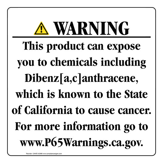California Prop 65 Consumer Product Warning Sign CAWE-42486