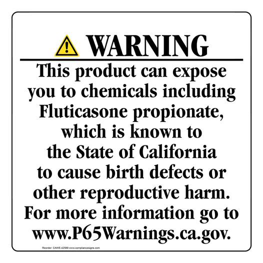 California Prop 65 Consumer Product Warning Sign CAWE-42589