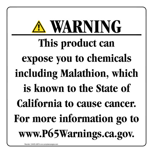 California Prop 65 Consumer Product Warning Sign CAWE-42674