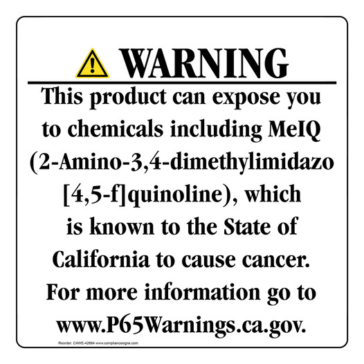 California Prop 65 Consumer Product Warning Sign CAWE-42684