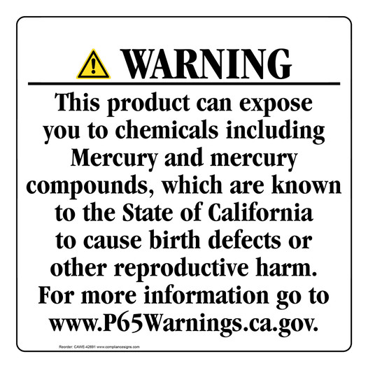California Prop 65 Consumer Product Warning Sign CAWE-42691