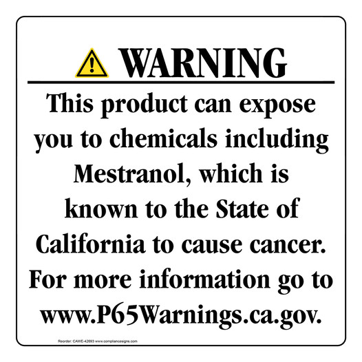 California Prop 65 Consumer Product Warning Sign CAWE-42693