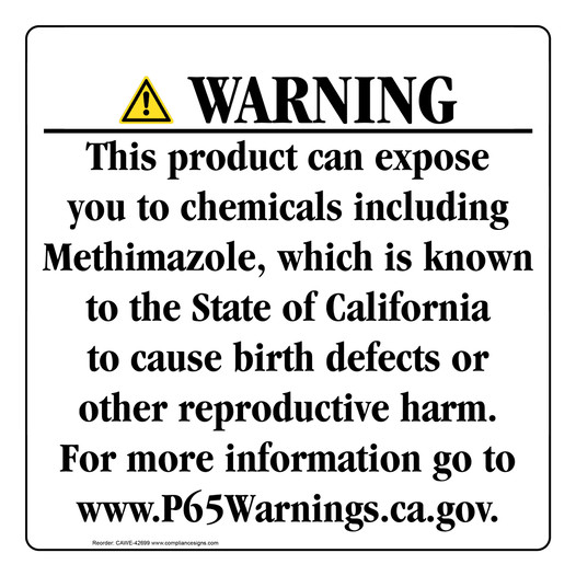 California Prop 65 Consumer Product Warning Sign CAWE-42699