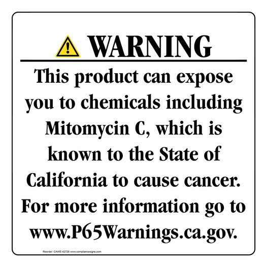 California Prop 65 Consumer Product Warning Sign CAWE-42726