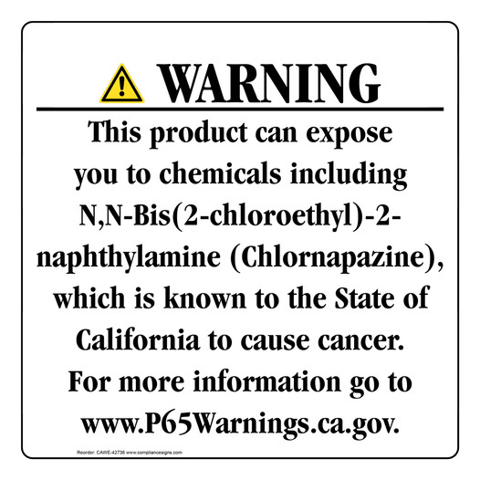 California Prop 65 Consumer Product Warning Sign CAWE-42736