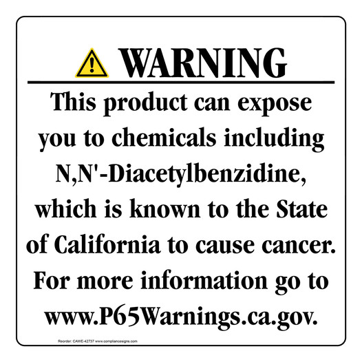 California Prop 65 Consumer Product Warning Sign CAWE-42737