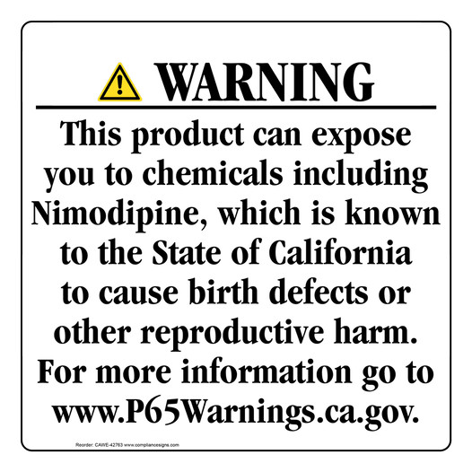 California Prop 65 Consumer Product Warning Sign CAWE-42763