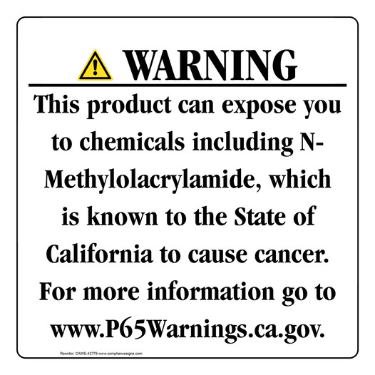 California Prop 65 Consumer Product Warning Sign CAWE-42779