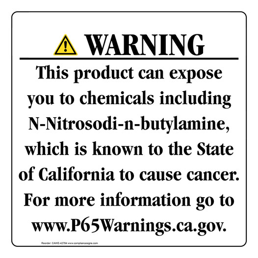 California Prop 65 Consumer Product Warning Sign CAWE-42784