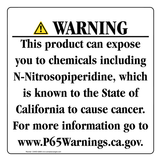 California Prop 65 Consumer Product Warning Sign CAWE-42805