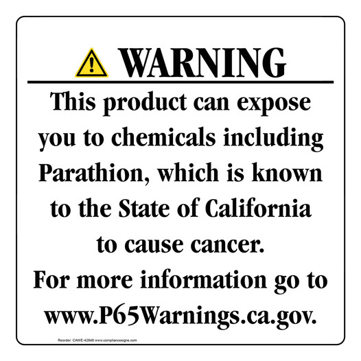 California Prop 65 Consumer Product Warning Sign CAWE-42848
