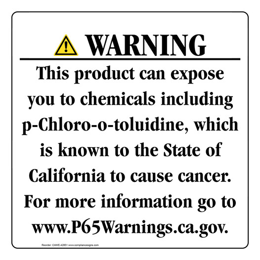 California Prop 65 Consumer Product Warning Sign CAWE-42851