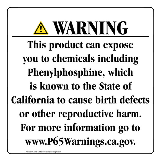 California Prop 65 Consumer Product Warning Sign CAWE-42880
