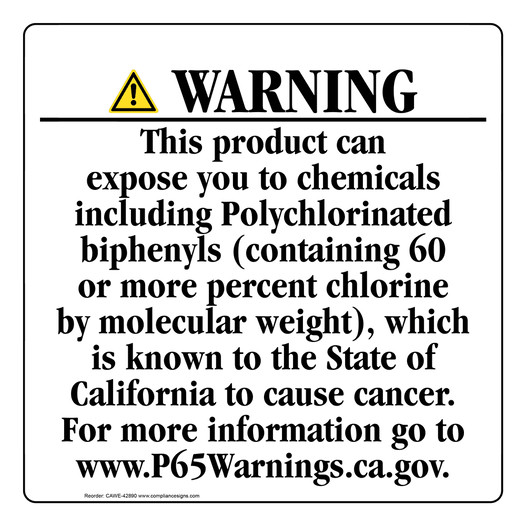 California Prop 65 Consumer Product Warning Sign CAWE-42890