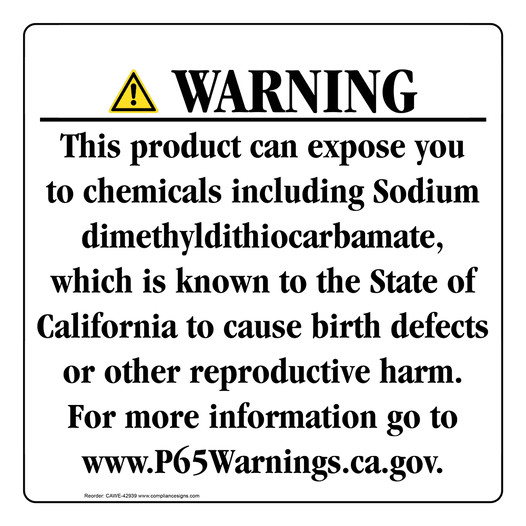 California Prop 65 Consumer Product Warning Sign CAWE-42939