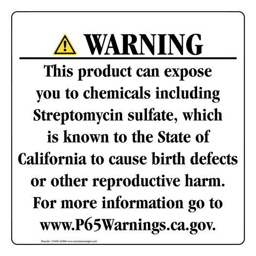 California Prop 65 Consumer Product Warning Sign CAWE-42946
