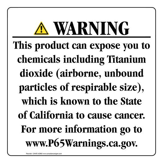 California Prop 65 Consumer Product Warning Sign CAWE-42982
