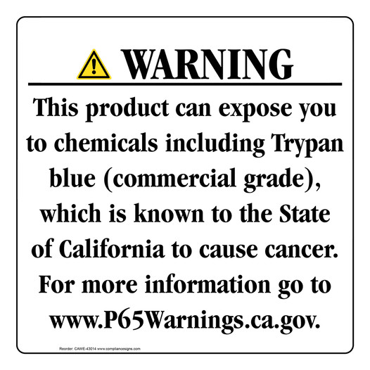 California Prop 65 Consumer Product Warning Sign CAWE-43014