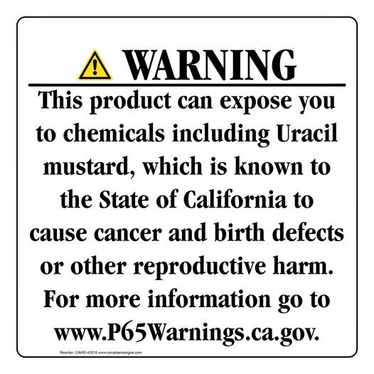 California Prop 65 Consumer Product Warning Sign CAWE-43016