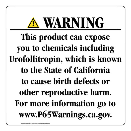 California Prop 65 Consumer Product Warning Sign CAWE-43018