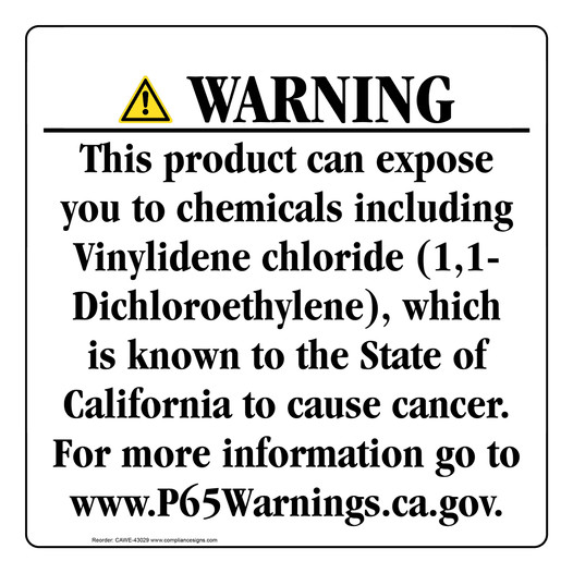 California Prop 65 Consumer Product Warning Sign CAWE-43029