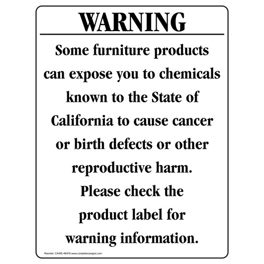 California Prop 65 Consumer Warning Sign CAWE-46478