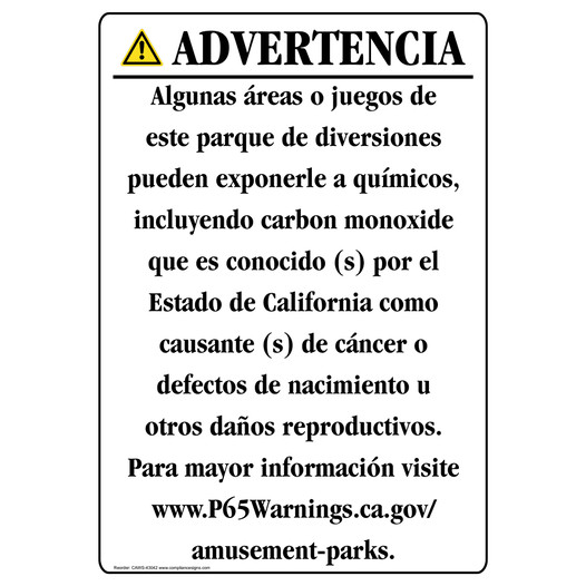 Portrait California Prop 65 Consumer Warning Sign CAWS-43042