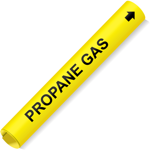 Coiled Black-on-Yellow Propane Gas Pipe Marker CS104490